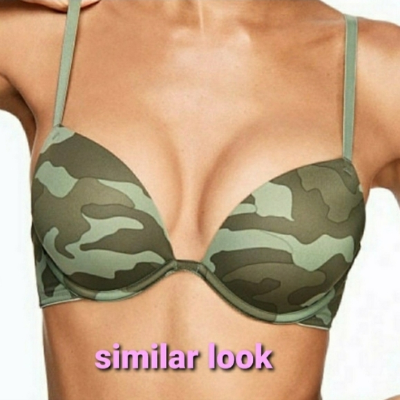 VS PINK Wear EVERYWHERE PUSH-UP BRA Size 32D in Camo Greens NWT - Picture 3 of 8